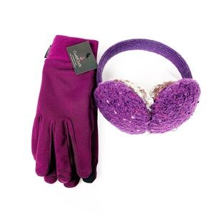 Cuddl Duds Purple Glove & Ear Muff Set • Touchscreen Gloves • Cozy Winter Gift